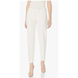 Anne Klein AK  Womens 4 Straight Leg Pant White Cropped